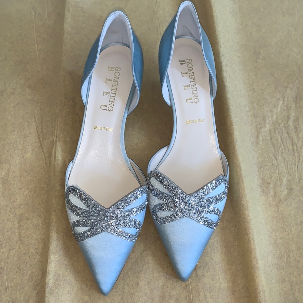 DARLA D'ORSAY KITTEN HEEL, COLOR: BLUE SATIN